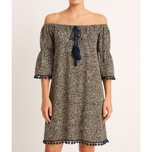 America & Beyond 3/4 Sleeve Leopard Print Mini Dress Brown Black XL